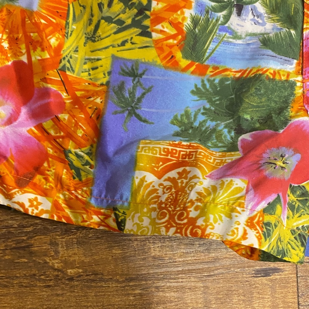 No Boundaries size small Orange and Blue Floral Swim Shorts patchwork tropical - Picture 5 of 11